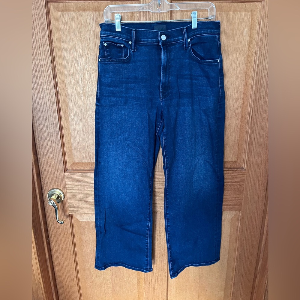 7 For All Mankind Alexa Crop Wide Leg Jeans - Dark Blue